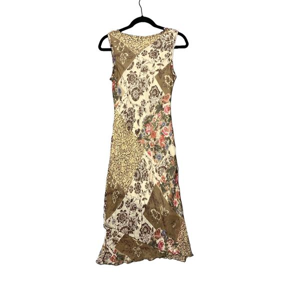 Connected Apparel Y2K Style Beaded Floral Patchwork Midi Dress Size Small Boho - Picture 2 of 6